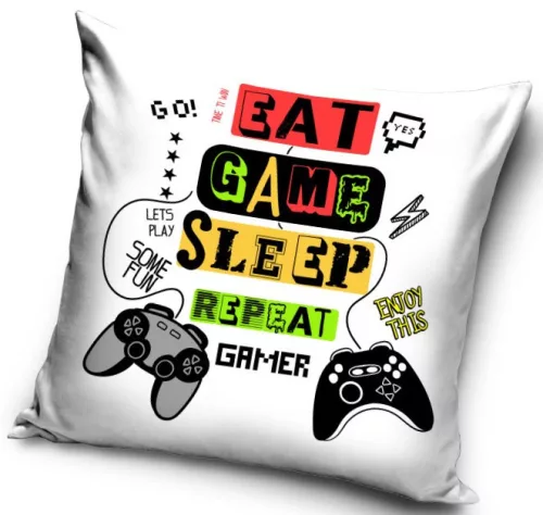 Gamer Repeat párna, díszpárna 40 x 40 cm