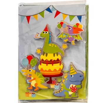 Dinoszaurusz Party 3D üdvözlőkártya