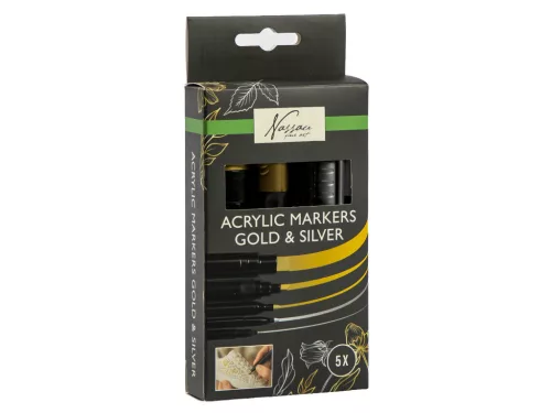 Színes Nassau Gold&Silver akril filctoll szett 5 db-os