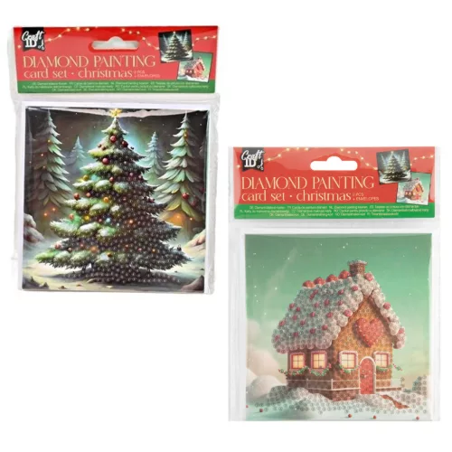 Karácsonyi Tree&House gyémántszemes 2 db-os kártya szett borítékkal