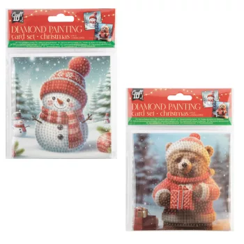   Karácsonyi Snowman gyémántszemes 2 db-os kártya szett borítékkal