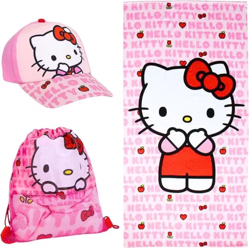 Hello Kitty Apple törölköző, tornazsák, baseball sapka szett