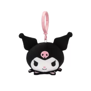   Hello Kitty Kuromi Head 3D plüss figura akasztóval, táskadísz 11 cm