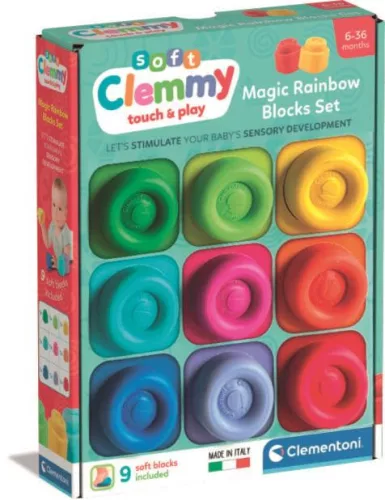 Színes Clemmy puha építőkocka szett 9 db-os Clementoni