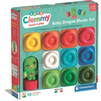   Színes Clemmy puha építőkocka szett 10 db-os figurával Clementoni