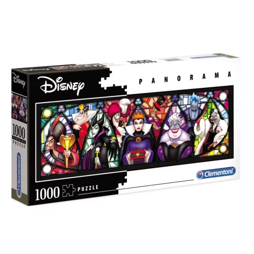 Disney Gonoszok Stained Glass Evil 1000 db-os panoráma puzzle Clementoni
