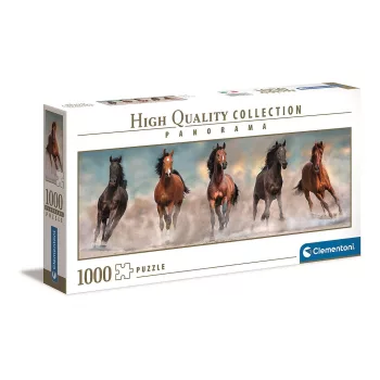   Lovas Wild Brown Horses 1000 db-os panoráma puzzle Clementoni