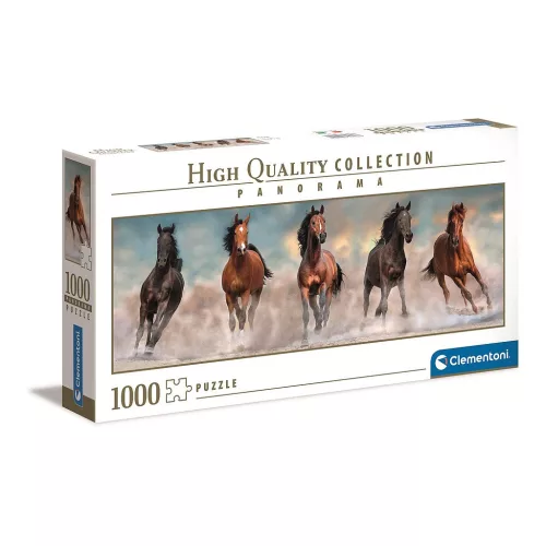 Lovas Wild Brown Horses 1000 db-os panoráma puzzle Clementoni