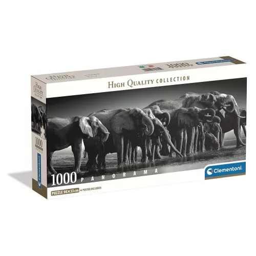 Elefánt Herd of Giants 1000 db-os panoráma Compact puzzle Clementoni