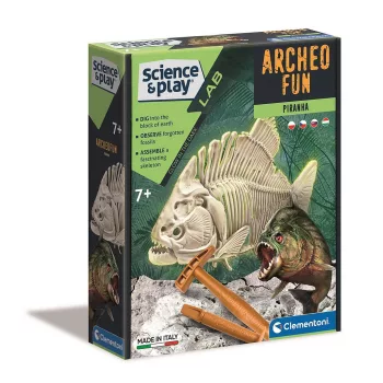   Világító piranha Archeo Fun régészeti készlet Clementoni