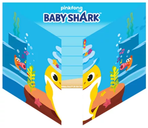 Baby Shark Music Party meghívó 8 db-os