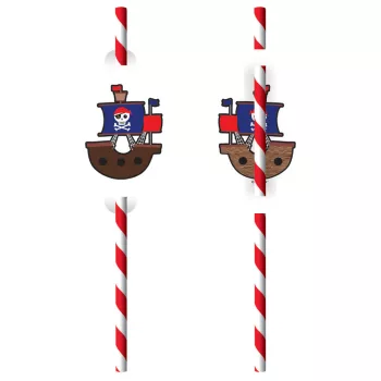 Kalóz Ship papír szívószál, 8 db-os szett