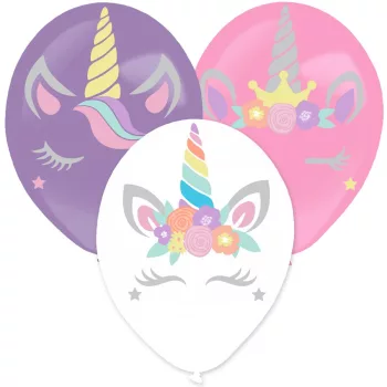   Unikornis Magic Pastel léggömb, lufi 3 db-os kiegészítőkkel 14 inch (35,5 cm)