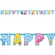 Azúrkék nyomok Fun Happy Birthday felirat 180 cm