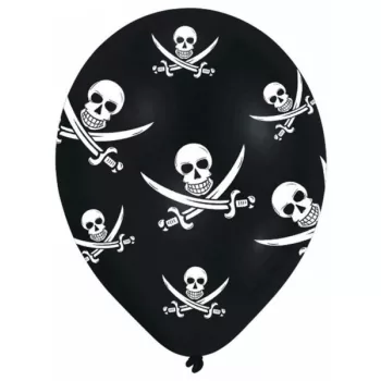 Kalóz Jolly Roger léggömb, lufi 6 db-os 11 inch (27,5cm)