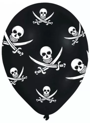 Kalóz Jolly Roger léggömb, lufi 6 db-os 11 inch (27,5cm)