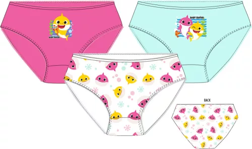 Baby Shark Pink gyerek fehérnemű, bugyi 3 darab/csomag  3 - 5 év / 92 - 110 cm