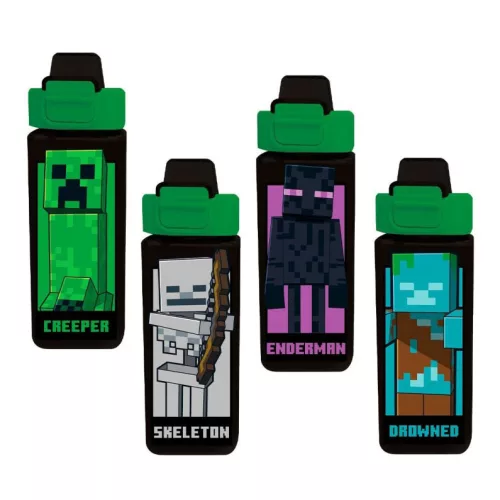 Minecraft Square műanyag szívószálas kulacs 500 ml