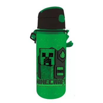   Minecraft Green alumínium szívószálas kulacs akasztóval 600 ml