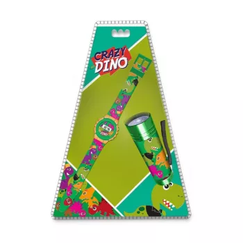 Dinoszaurusz Crazy digitális karóra + elemlámpa szett