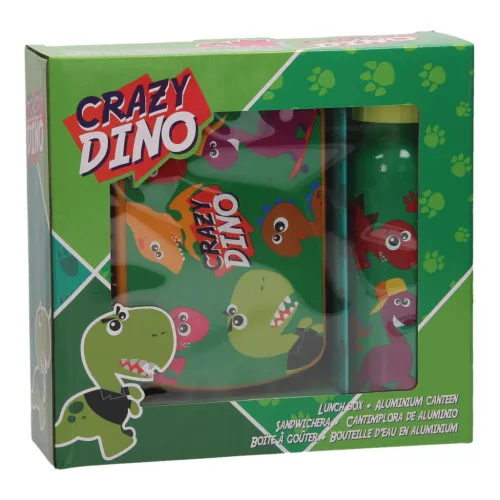 Dinoszaurusz Crazy szendvicsdoboz + alumínium kulacs szett