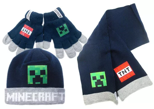 Minecraft Explosive gyerek sapka, sál és kesztyű szett 54-56 cm