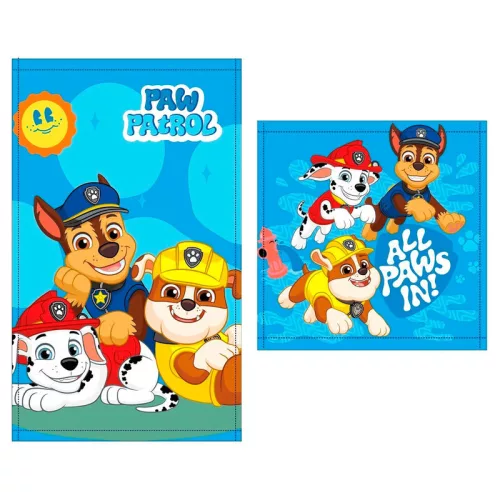 Mancs Őrjárat All Paws In kéztörlő, arctörlő, törölköző szett