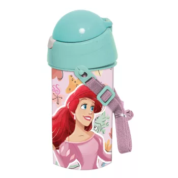   Disney Hercegnők Ariel műanyag szívószálas kulacs akasztóval 500 ml