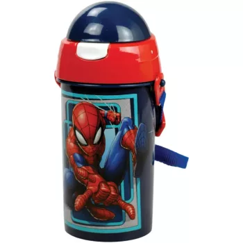   Pókember World műanyag szívószálas kulacs akasztóval 500 ml