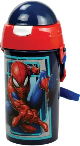 Pókember World műanyag szívószálas kulacs akasztóval 500 ml