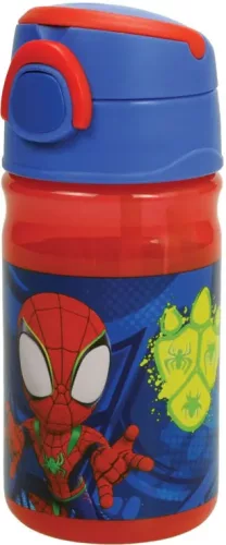 Pókember Spidey Dino Webs műanyag szívószálas kulacs akasztóval 350 ml