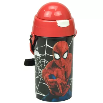   Pókember Web műanyag szívószálas kulacs akasztóval 500 ml