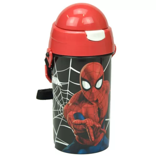 Pókember Web műanyag szívószálas kulacs akasztóval 500 ml