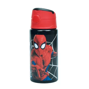   Pókember Dark alumínium szívószálas kulacs akasztóval 500 ml