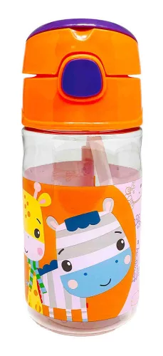 Fisher-Price Animals Jungle műanyag szívószálas kulacs akasztóval 350 ml