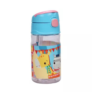   Fisher-Price Animals Party műanyag szívószálas kulacs akasztóval 350 ml