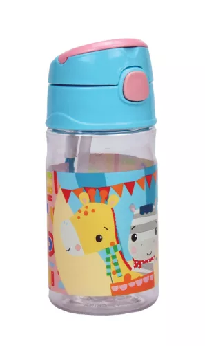 Fisher-Price Animals Party műanyag szívószálas kulacs akasztóval 350 ml