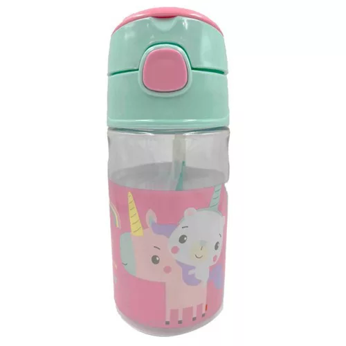 Fisher-Price Animals Unicorn műanyag szívószálas kulacs akasztóval 350 ml