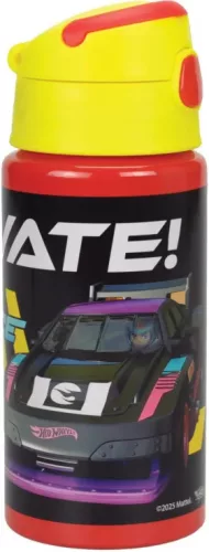 Hot Wheels Race alumínium szívószálas kulacs akasztóval 500 ml