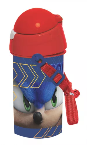Sonic a sündisznó Speed műanyag szívószálas kulacs akasztóval 500 ml