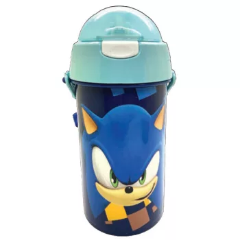   Sonic a sündisznó Speed Blue műanyag szívószálas kulacs akasztóval 500 ml
