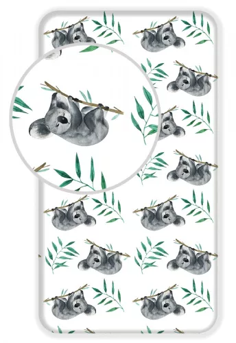 Koala White gumis lepedő 90x200 cm