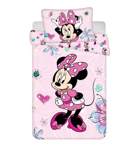 Disney Minnie Flowers gyerek, ovis ágyneműhuzat 100×135cm, 40×60 cm