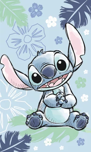 Disney Lilo és Stitch, a csillagkutya Ohana Blue kéztörlő, arctörlő, törölköző 30x50cm