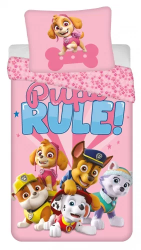 Mancs Őrjárat Pups Rule Pink ágyneműhuzat 140×200cm, 70×90 cm microfibre