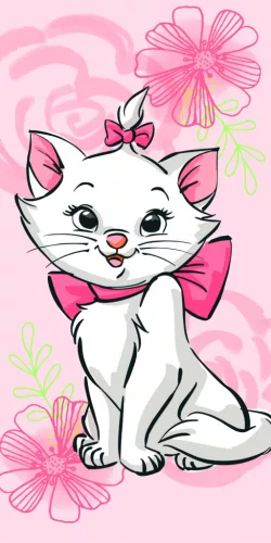 Disney Marie Pink Flower fürdőlepedő, strand törölköző  70*140cm