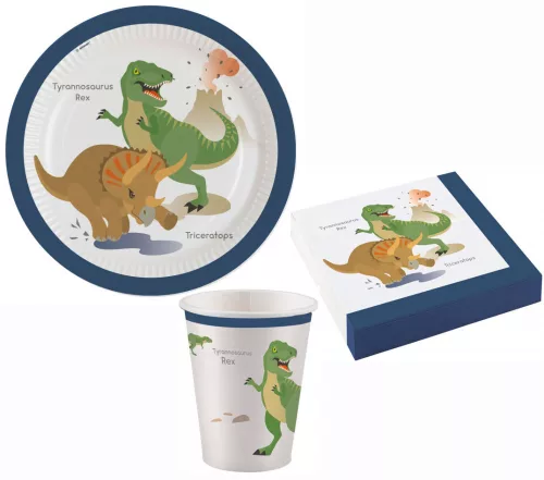 Dinoszaurusz Happy party szett 36 db-os 23 cm-es tányérral