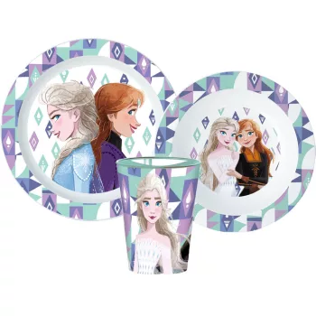   Disney Jégvarázs Ice Magic étkészlet, micro műanyag szett, pohárral 260 ml