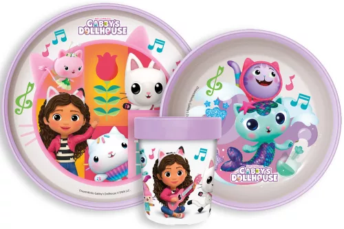 Gabi babaháza Wonderland csúszásmentes étkészlet, micro műanyag szett