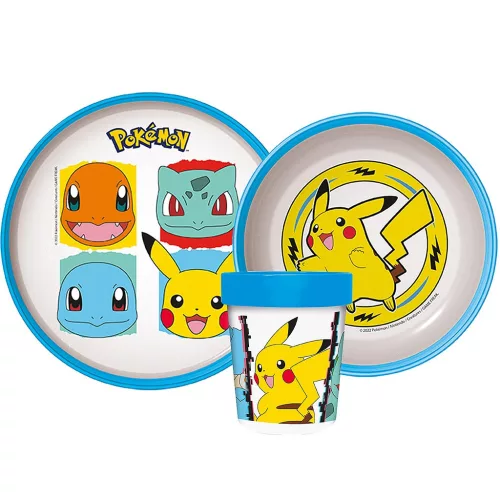Pokémon Original Team csúszásmentes étkészlet, micro műanyag szett